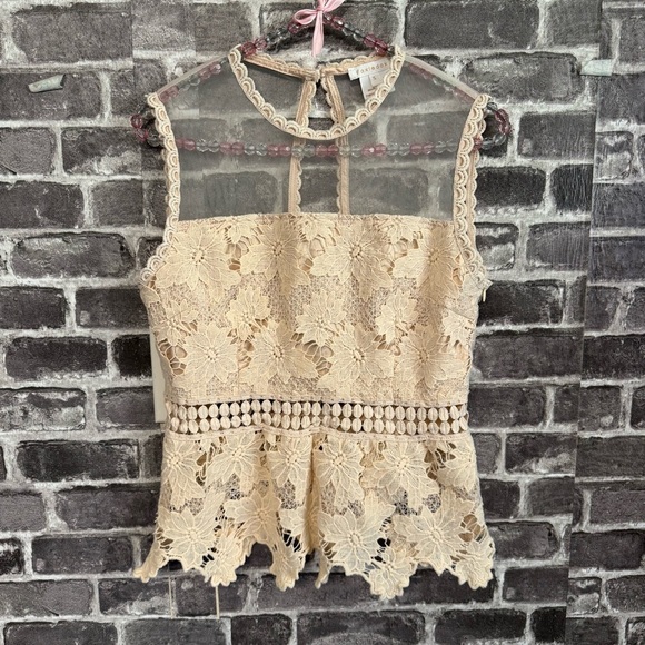 foxiedox Tops - Foxiedox cream sheer lace crochet top blouse